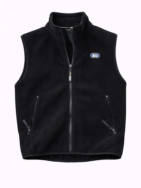 Vtg Made in USA REI Black Fleece Zip-Up Vest with Logo